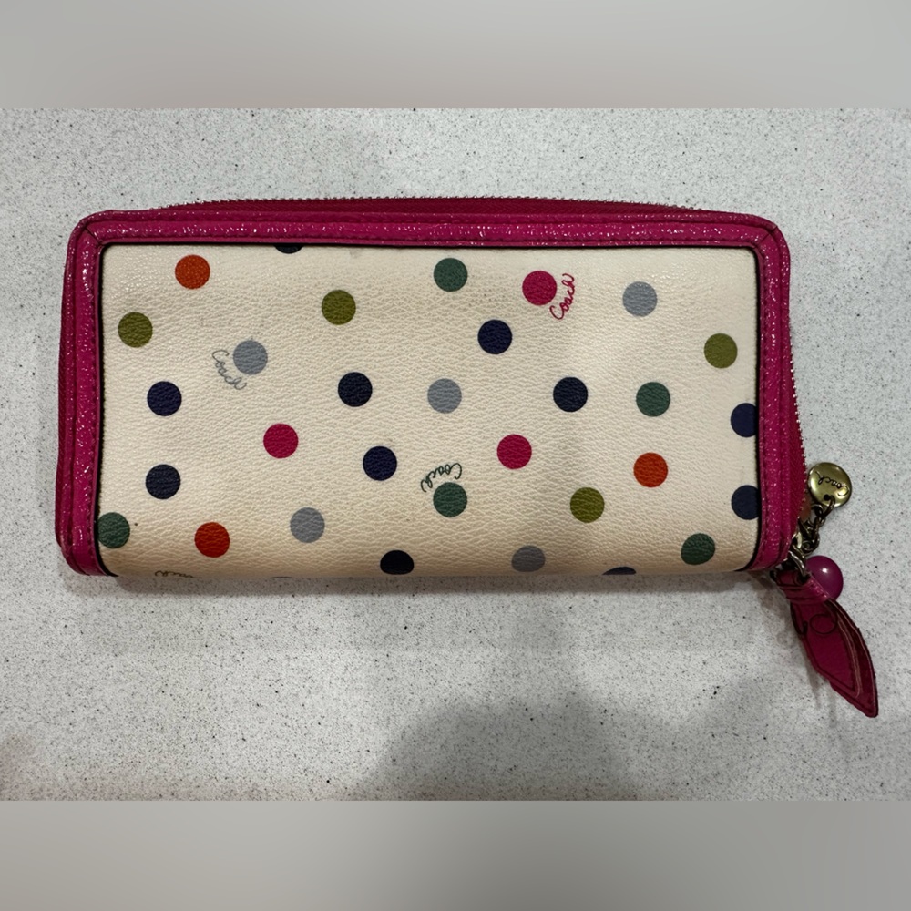 Fun pink polkadot Coach wallet!